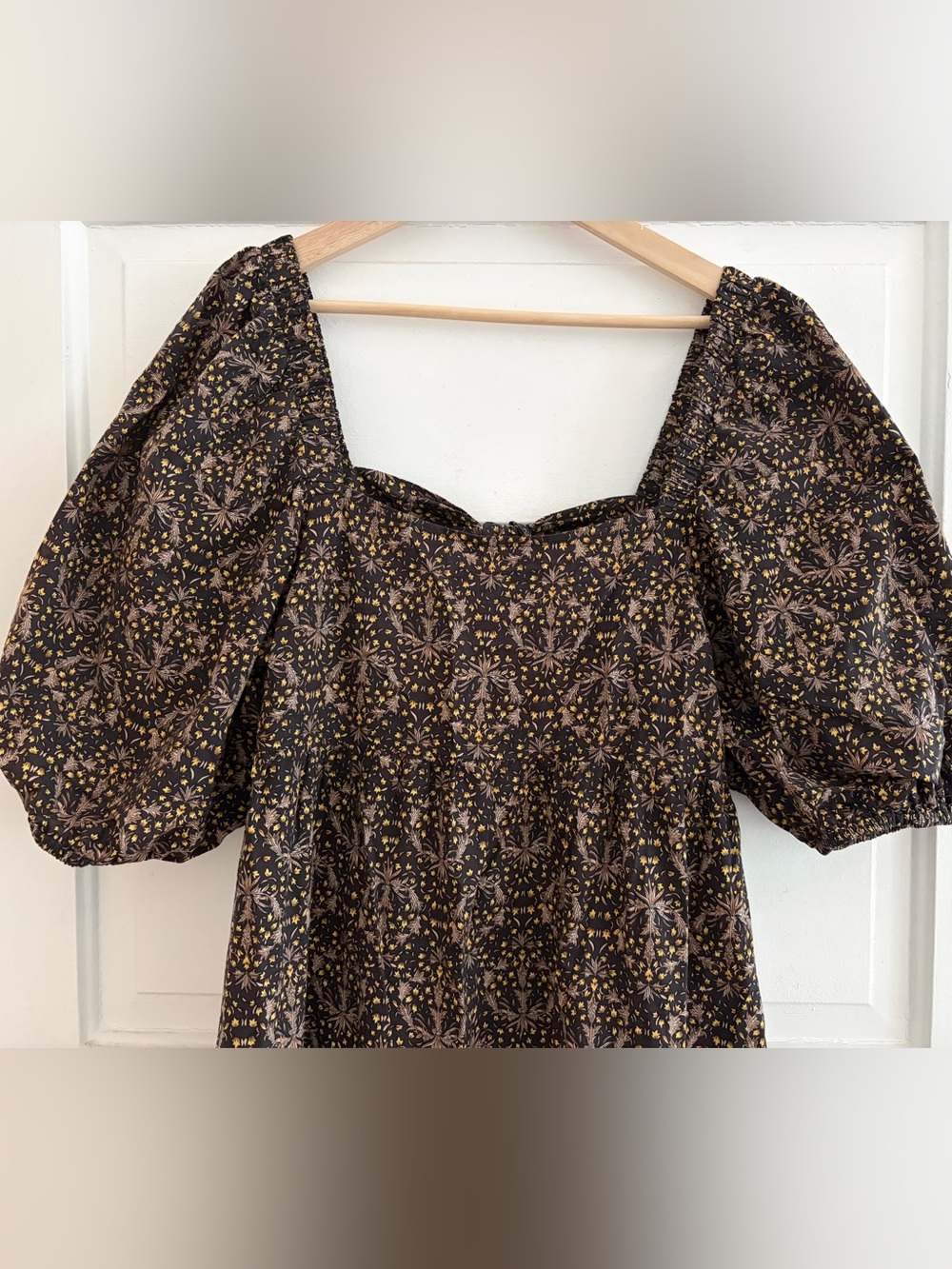 MINKPINK Black Floral Smocked Square-Neck Puff Sleeve Maxi Dress